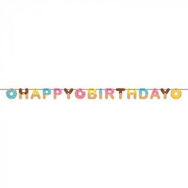 Donut Time Happy Birthday Ribbon Banner 15cm x 2.6m