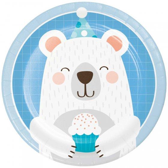 1st Birthday Bear Lunch Plates Paper 18cm