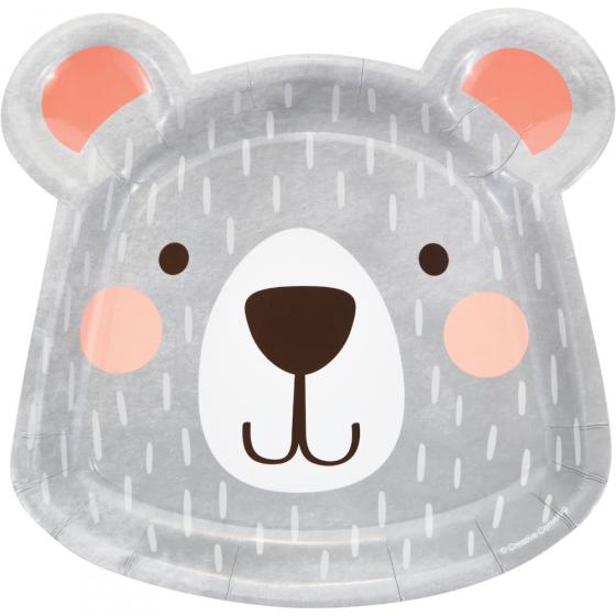 1st Birthday Bear Dinner Shaped Plates Paper 22cm