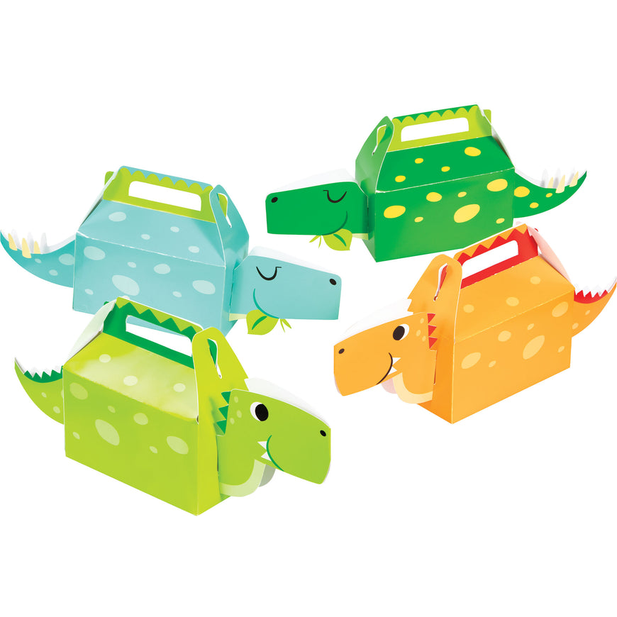 Boy Dino Party Decor Treat Boxes Cardboard 6cm x 31cm x 13cm 4pk - Party Savers