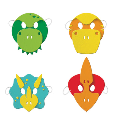 Boy Dino Party Decor Foam Masks Child Size 4pk - Party Savers