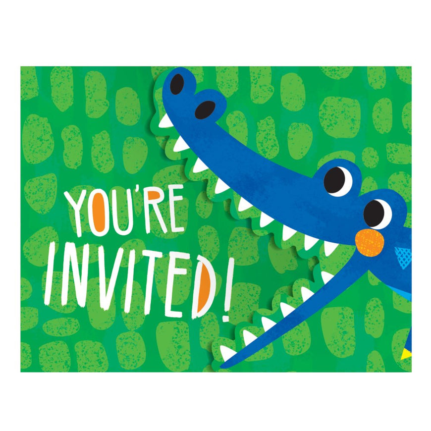 Alligator Invitations Gatefold 11cm x 14cm 8pk