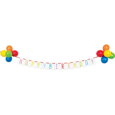 Balloon Bash Birthday Ribbon Banner 15cm x 2.59m With 20cm Balloons