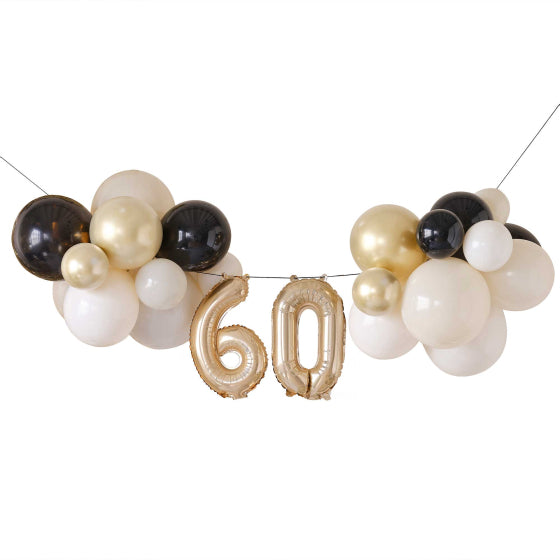 Champagne Noir 60th Birthday Milestone Balloon Bunting Each