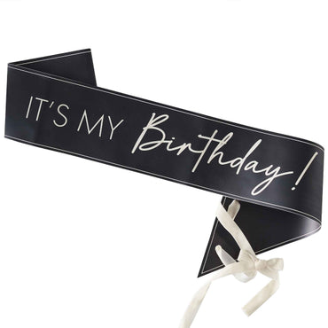 Champagne Noir Black & Nude Its My Birthday Sash 155cm Each