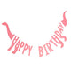 Dino Pink Dinosaur Shaped Happy Birthday Bunting 27cm x 137cm Each