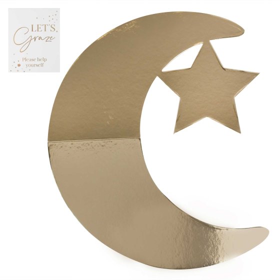 Eid Crescent Moon and Star Shaped Gold Grazing Board  46.5cm x 44.7cm Each