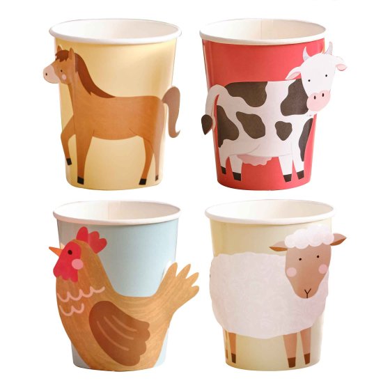 Farm Friends Paper Party Cups 9oz 8pk