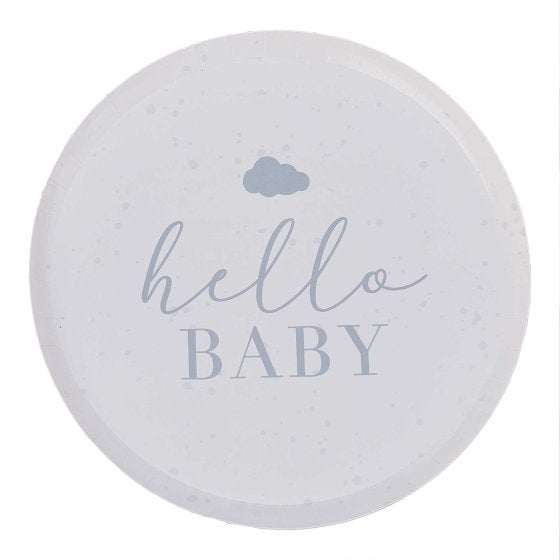 Hello Baby Speckle Cream & Grey Paper Plates 25cm 8pk