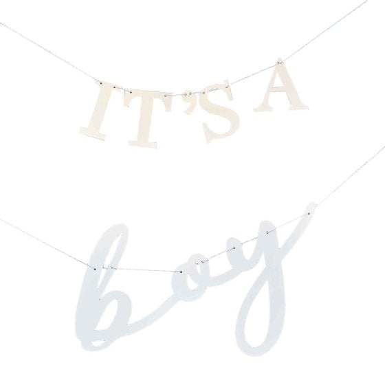 Hello Baby White & Blue It's A Boy Bunting 2m x 1.5m 2pk