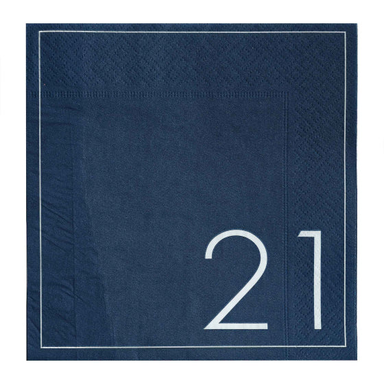 Mix it Up Navy 21st Birthday Milestone Paper Napkins 16.5cm 16pk