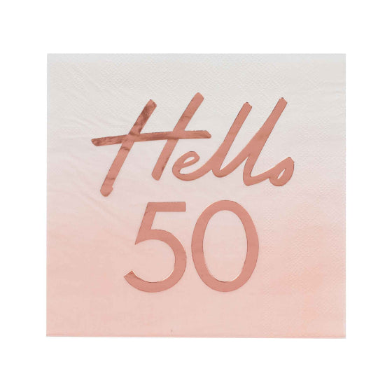 Mix It Up Rose Gold Foiled Watercolour Hello 50 Napkins 16.5cm x 16.5cm 16pk