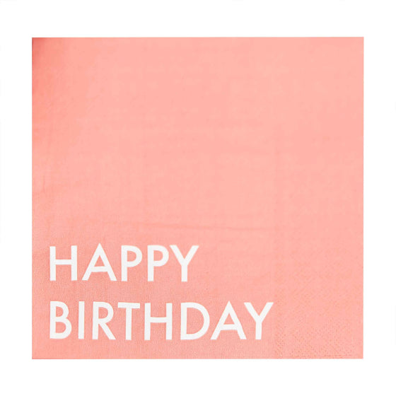 Mix It Up Happy Birthday Coral Napkins 16.5cm x 16.5cm 16pk