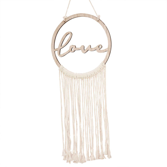 A Touch of Pampas Love Hoop with Macrame Hanging MDF Each