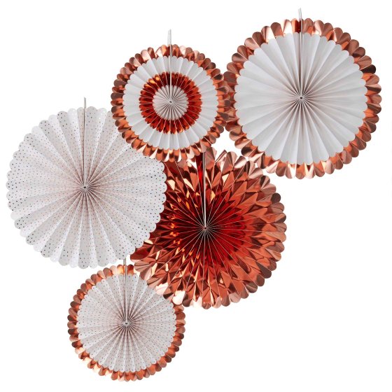 Pick & Mix Rose Gold Fan Decorations 5pk