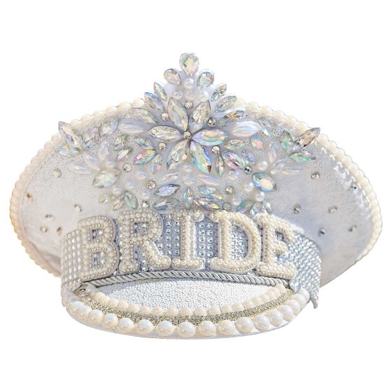 Hen Weekend Rhinestone & Pearl Embellished Bride Hen Party Hat 28cm x 28cm Each