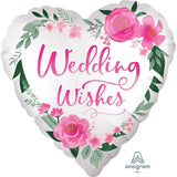 Satin Wedding Wishes Heart Foil Balloon 45cm Each