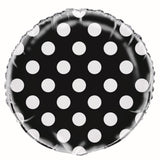 Black Dots Round Foil Balloon 45cm - Party Savers