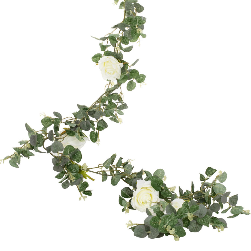 Botanical Wedding Eucalyptus & White Flower Garland Each