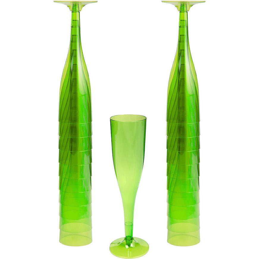 Lime Green Plastic Champagne Flute 162ml 18pk - Party Savers