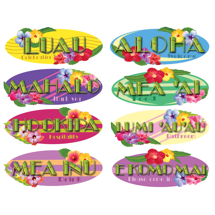 Hawaiian Sign Cutouts 16in. 8Pk - Party Savers