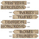 Around The World Street Sign Cutouts 3.75in x 23.75in. 4pk - Party Savers