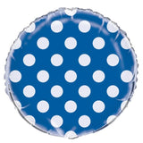 Royal Blue Dots Round Foil Balloon 45cm - Party Savers